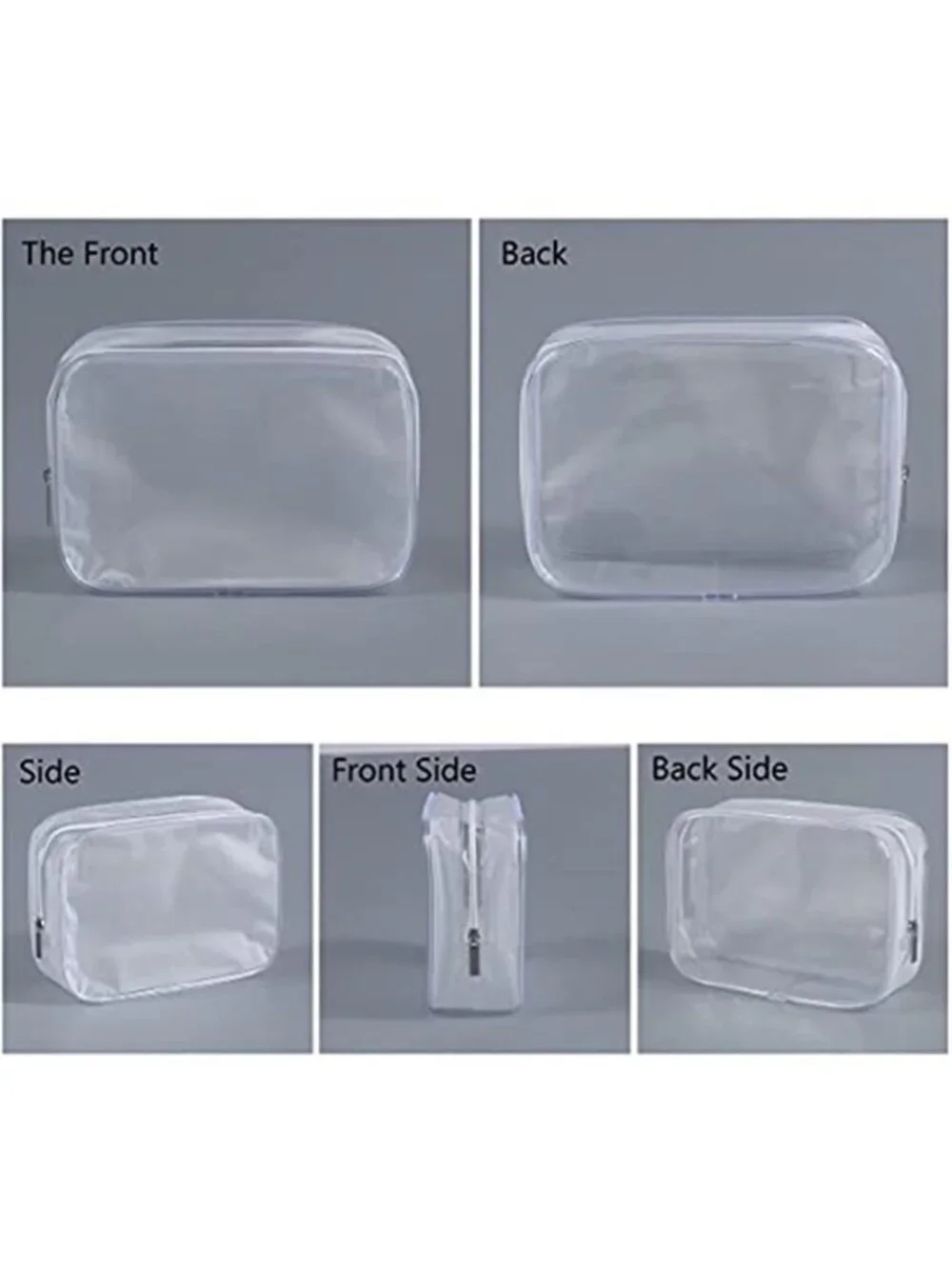 Clear Toiletry Bags 5 Pack Travel Cosmetic Makeup Organizer Zipper Pouches TSA